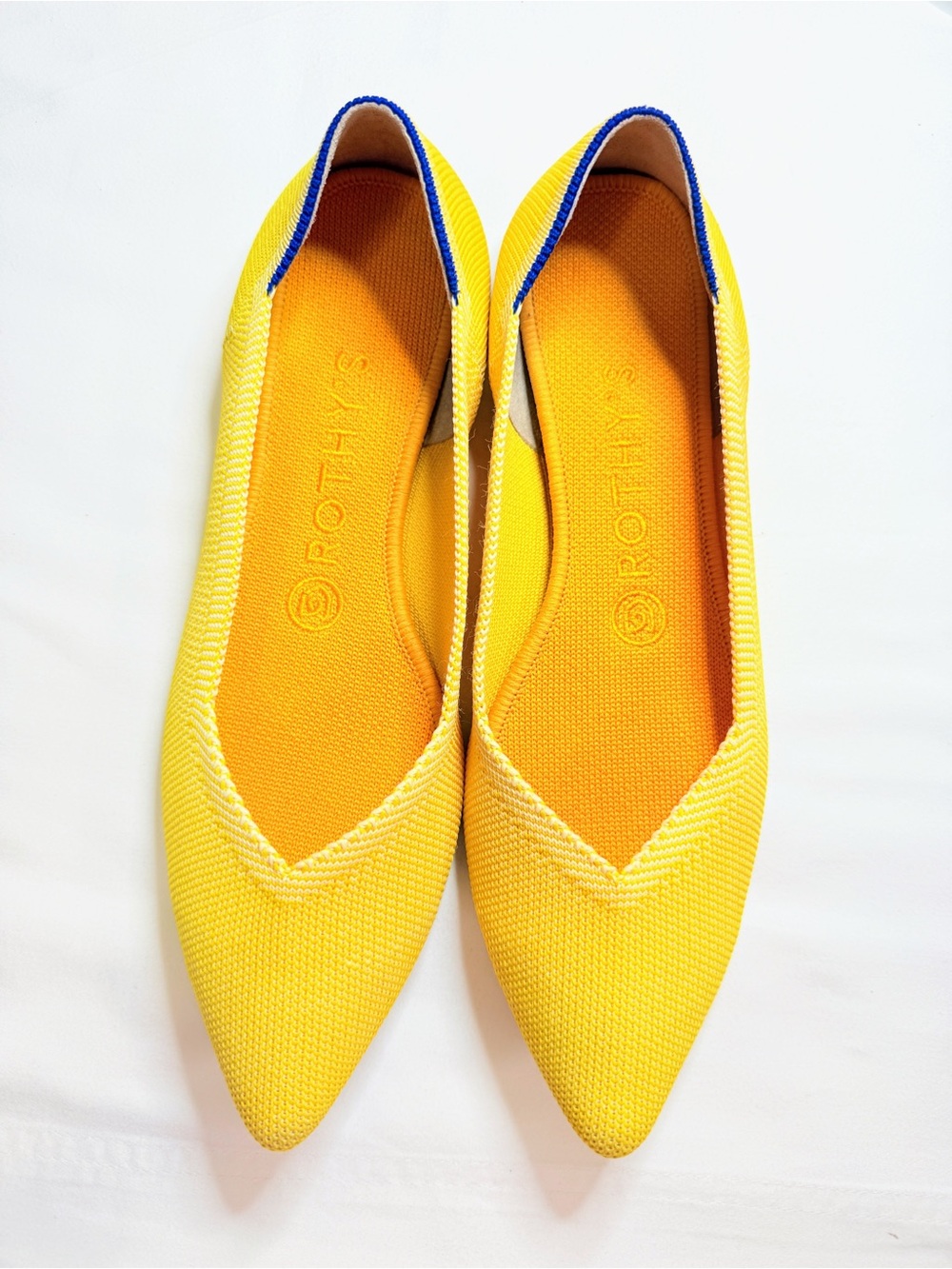 Rothy’s The Point Yellow Knit Pointed Toe Flats Size 7.5
